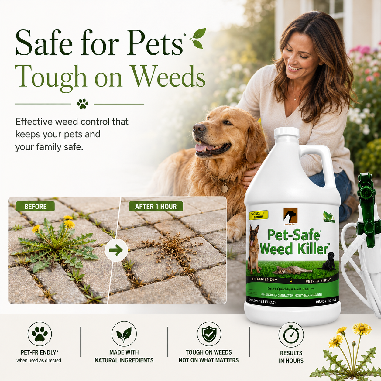 Just For Pets Weed Killer Spray (2.5 Gallon Refill) NO Glyphosate